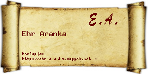 Ehr Aranka névjegykártya